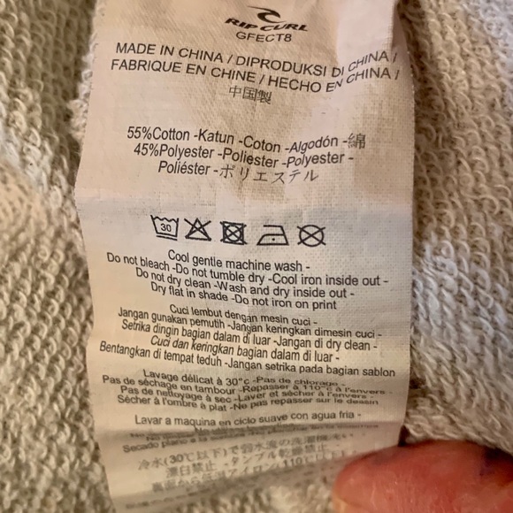 RIP CURL Womens Cropped Hoodie Sweatshirt Gray XS - Picture 10 of 10